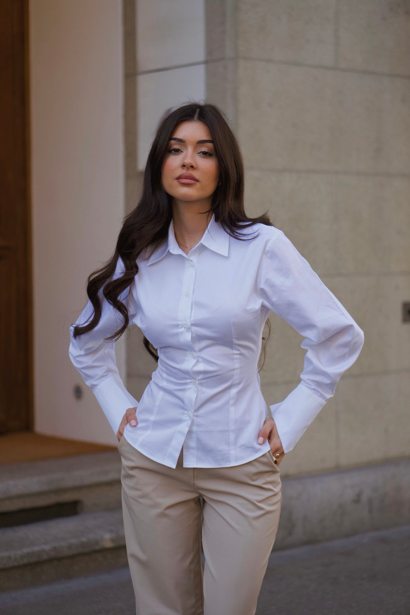B Fitted Shirt White